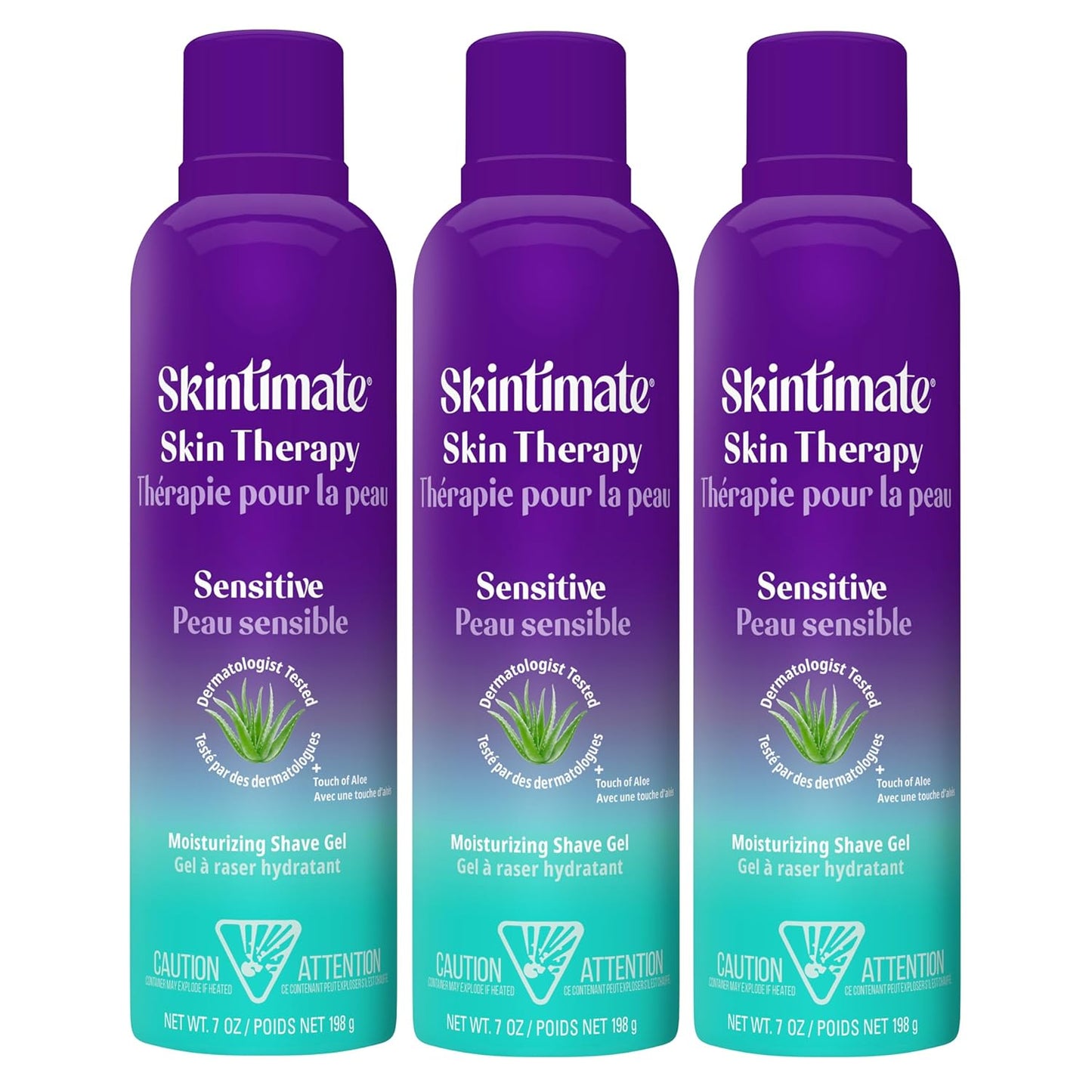 Skintimate Moisturizing Shave Gel for Sensitive Skin - 7 oz | With Vitamin E, Aloe & Olive Butter | 3 Pack