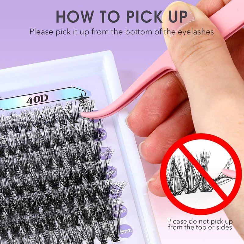 PITHER Lash Extension Kit - 280pcs DIY Eyelash Extensions with Bond, Sealant & Tweezers | 0.07mm 10-16mm Volume Clusters