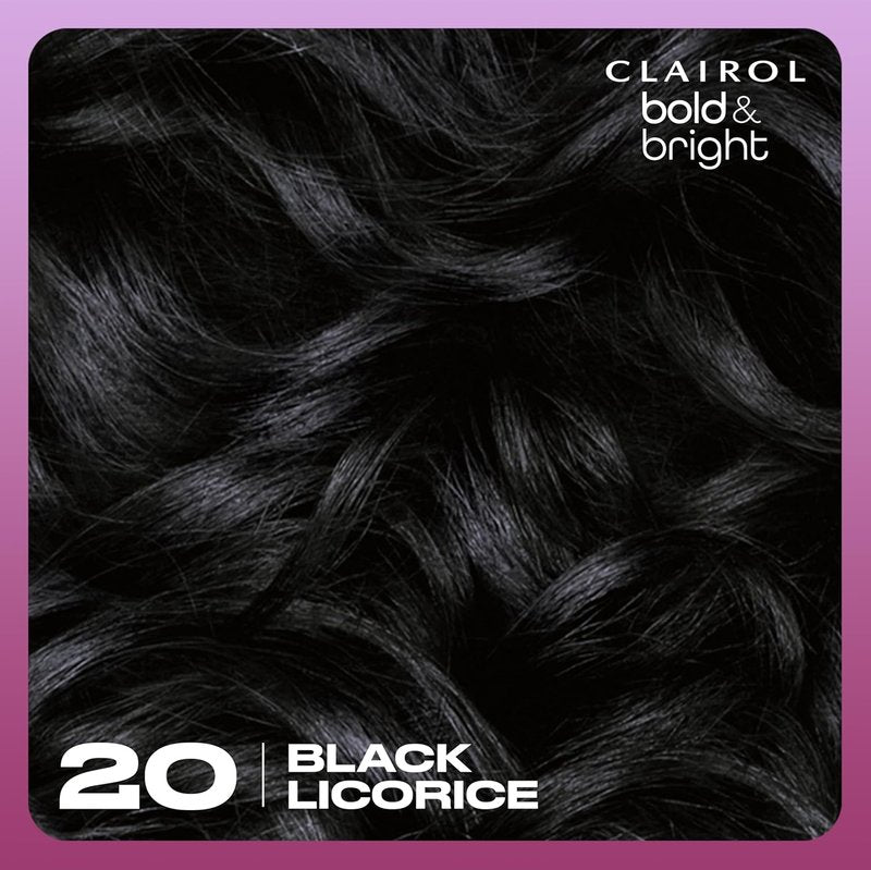 Clairol Bold & Bright Hair Dye - 20 Black Licorice Color | Intense Vibrancy & Moisturizing Shine | 1 Pack