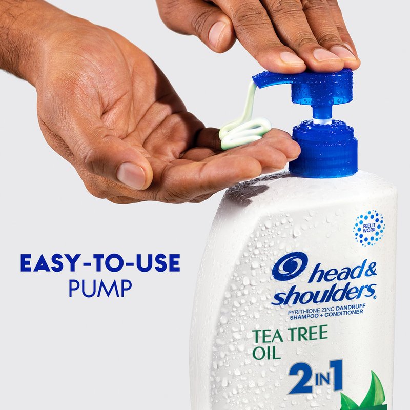 Head & Shoulders Anti-Dandruff Tea Tree Oil Shampoo and Conditioner with 1% Pyrithione Zinc, Tea Tree Oil 2 in 1 with Cooling, Relieves Itch, Hydrates, Refreshed Scalp, 28.2 Fl Oz