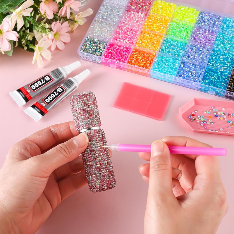 35000Pcs Resin Bedazzler Kit with Rhinestones and Tools 3mm Flat Back Rhinestones for Bedazzling Kit 28 Colors DIY Multicolor Bedazzling Gems for Crafting Clothes Cup Shoes Nail Makeup