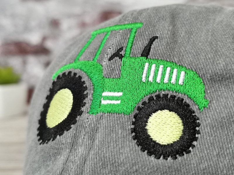 Hepandy Embroidered Tractor Farm Baseball Hats, Gifts for Children, Kids Embroidery Snapback Hat Youth Boys Washed Black Adjustable Hat