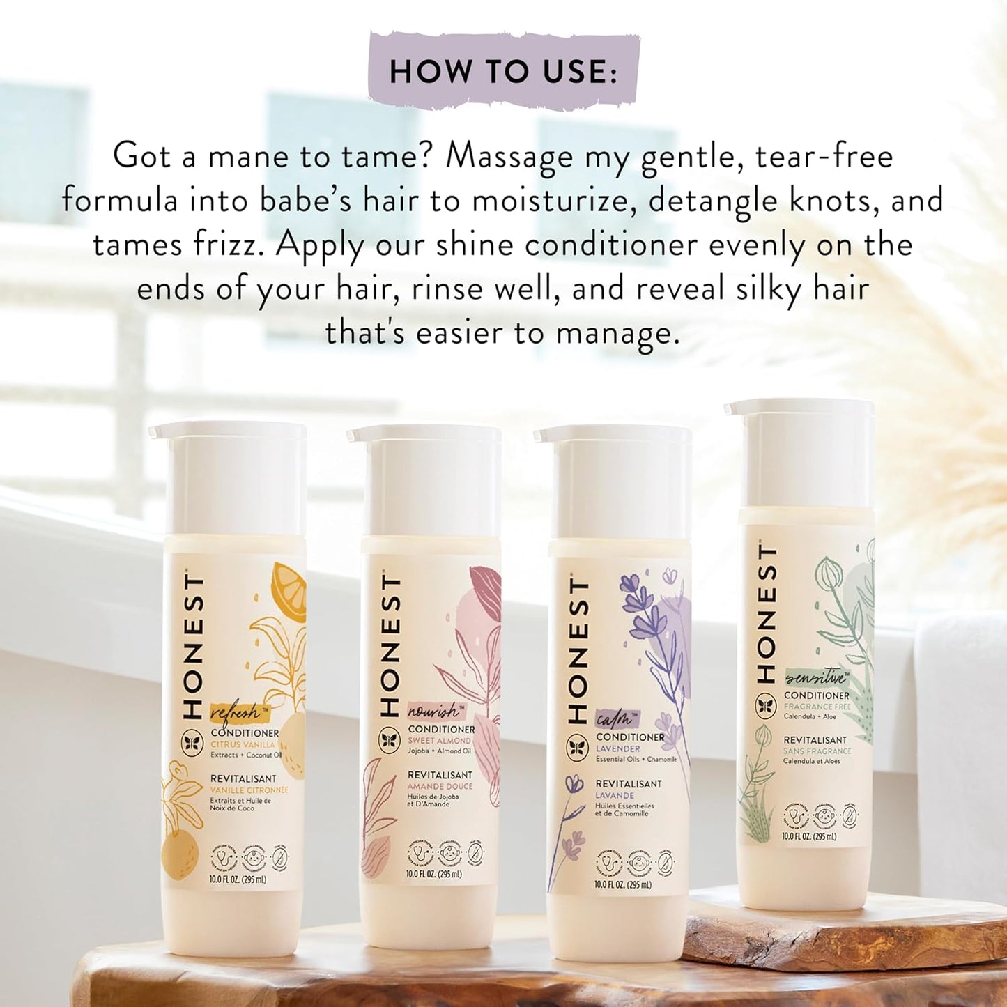 The Honest Company Silicone-Free Conditioner - Gentle & Hypoallergenic | Fragrance-Free, 10 fl oz
