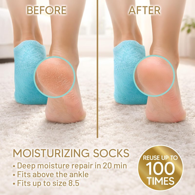 Moisturizing Socks (Up to Size 8.5) - Gifts for Women Her Wife - Infused with Vitamin E & JoJoba Oil - Gel Silicone Aloe Foot Care Socks - Spa Self Care Gift
