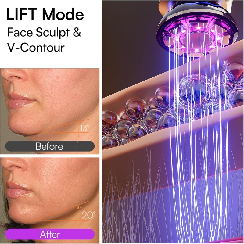 INIA 3-in-1 Red Light Therapy Device - Face & Neck Skin Firming Tool for Puffiness (Black)