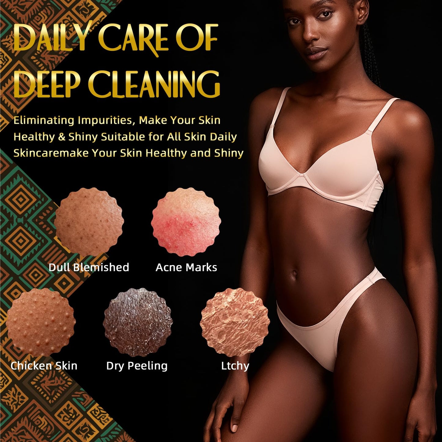 UJFQBH African Net Sponge Authentic, Exfoliating Body Scrubber for Back and Hard to Reach Areas, Gentle Daily Exfoliation for Deep Cleansing, Quick Drying Shower Essential, Rosewood 3 Pack