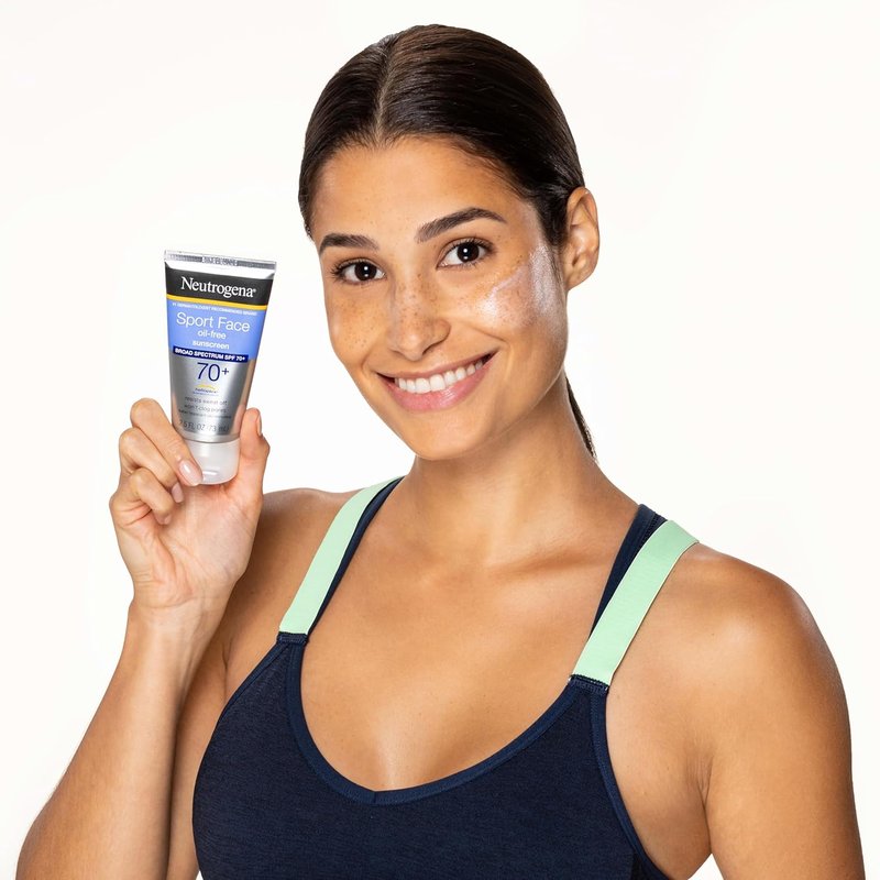 Neutrogena Sport Face Sunscreen SPF 70+ - Oil-Free, Sweat & Water-Resistant, 2.5 fl oz | Broad-Spectrum UVA/UVB Protection