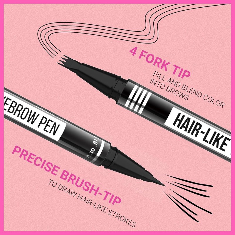 iMethod Eyebrow Pen - 2-in-1 Precision Eyebrow Pencil with Fork-Tip & Brush-Tip | Reddish Brown