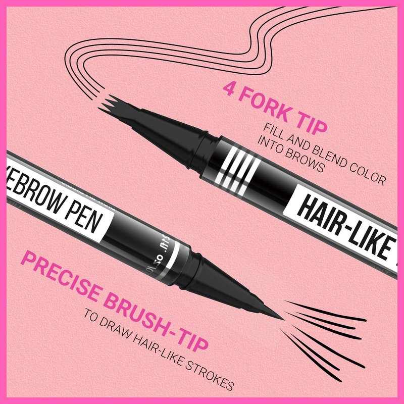 iMethod Eyebrow Pen - Eyebrow Pencil Magical 2-in-1 Eye Brow Pencils for Women with 4-Fork-Tip & Precise Brush-Tip for Natural Hair-Like Brows, Last All-Day, with Eyebrow Spoolie Brush, Dark Brown