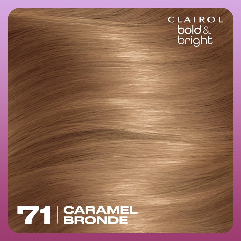 Clairol Bold & Bright Permanent Hair Dye, 71 Caramel Bronde Hair Color | Intense Vibrancy + Moisturizing Shine | Includes Color Boost Glaze to Amplify Color Anytime | Pack of 1
