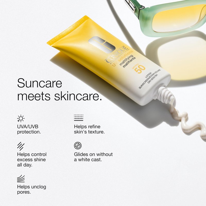 Clinique UV Solutions Mattifying Sunscreen Broad Spectrum SPF 50 With Salicylic Acid + Antioxidants | Control Excess Shine | No White Cast | Safe For Sensitive Skin, 1.3 Fl Oz