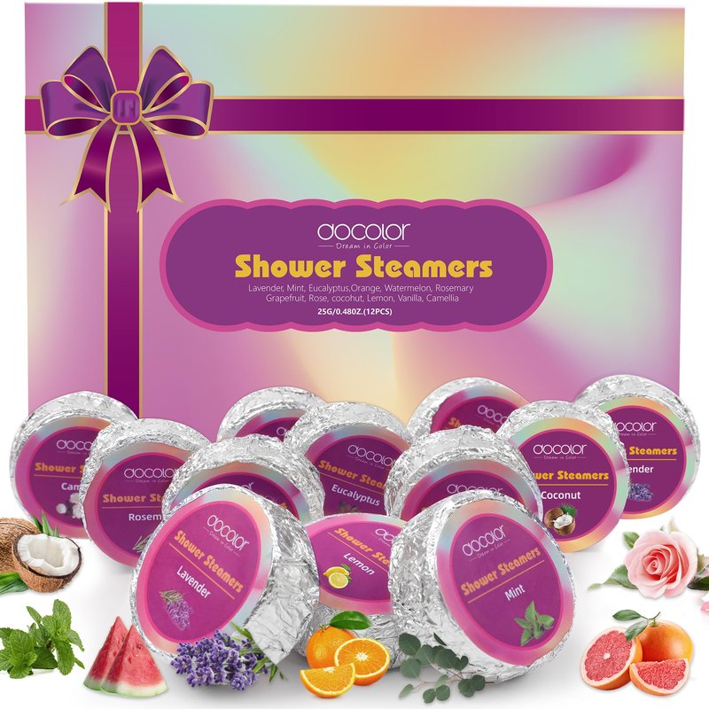 docolor Shower Steamers Aromatherapy 12 Pack Gifts for Women Mother Day Gift Mom, Stress Relief Home Spa, Lavender Natural Essential Oil Self Care Relaxation Shower Bombs
