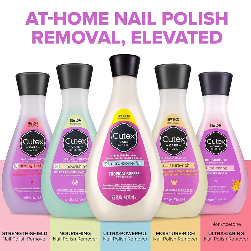 Cutex Gel Nail Polish Remover - Ultra-Powerful Formula for Glitter & Dark Colors | Tropical Breeze Scent, 15.2 Fl Oz