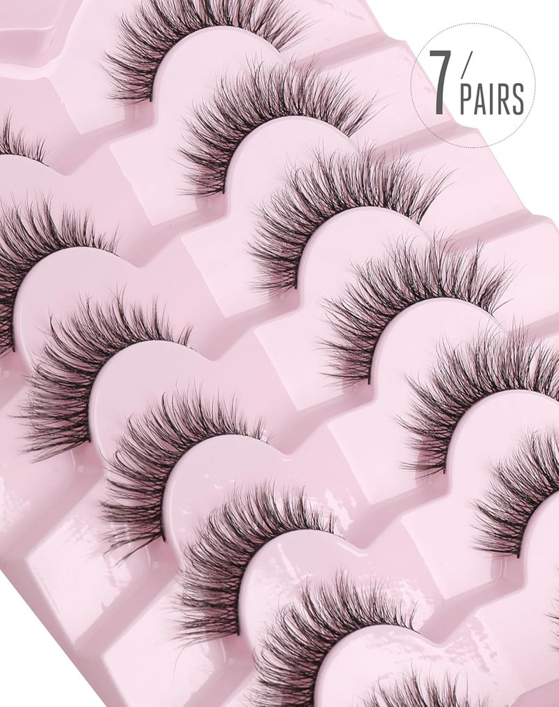 Natural Wispy False Eyelashes - Flared Style for a Natural Look | 7 Pairs D-K06