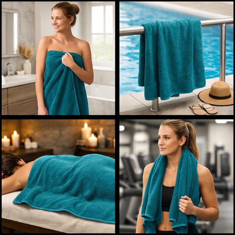 RIVERSIDE Pack of 2 Extra Large Bath Sheets 35 x 70 Inches, 100% Ring Spun Cotton, Hotel Quality, Oversized Bath Towels for Adults, Soft, Highly Absorbent & Quicker to Dry, Teal