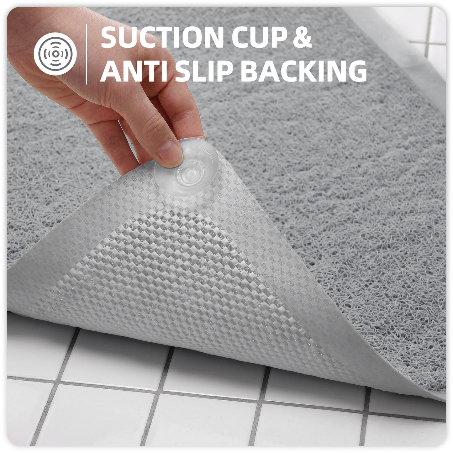 Upgraded Non Slip Shower Mat,Anti Slip Bathtub Mat with Suction Cups,Scrubber Mats,Easy to Clean,Quick Drying,Loofah Bath Mat for Tub,Shower,Bathroom.24''x24''