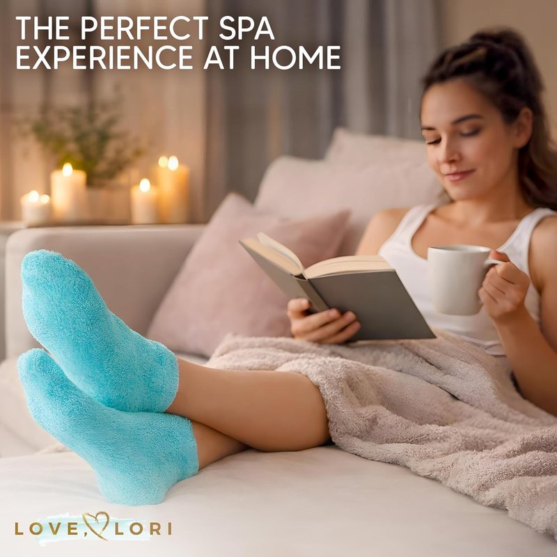 Moisturizing Socks for Women - Vitamin E & Jojoba Oil Infused Gel Foot Care | Size 9-11