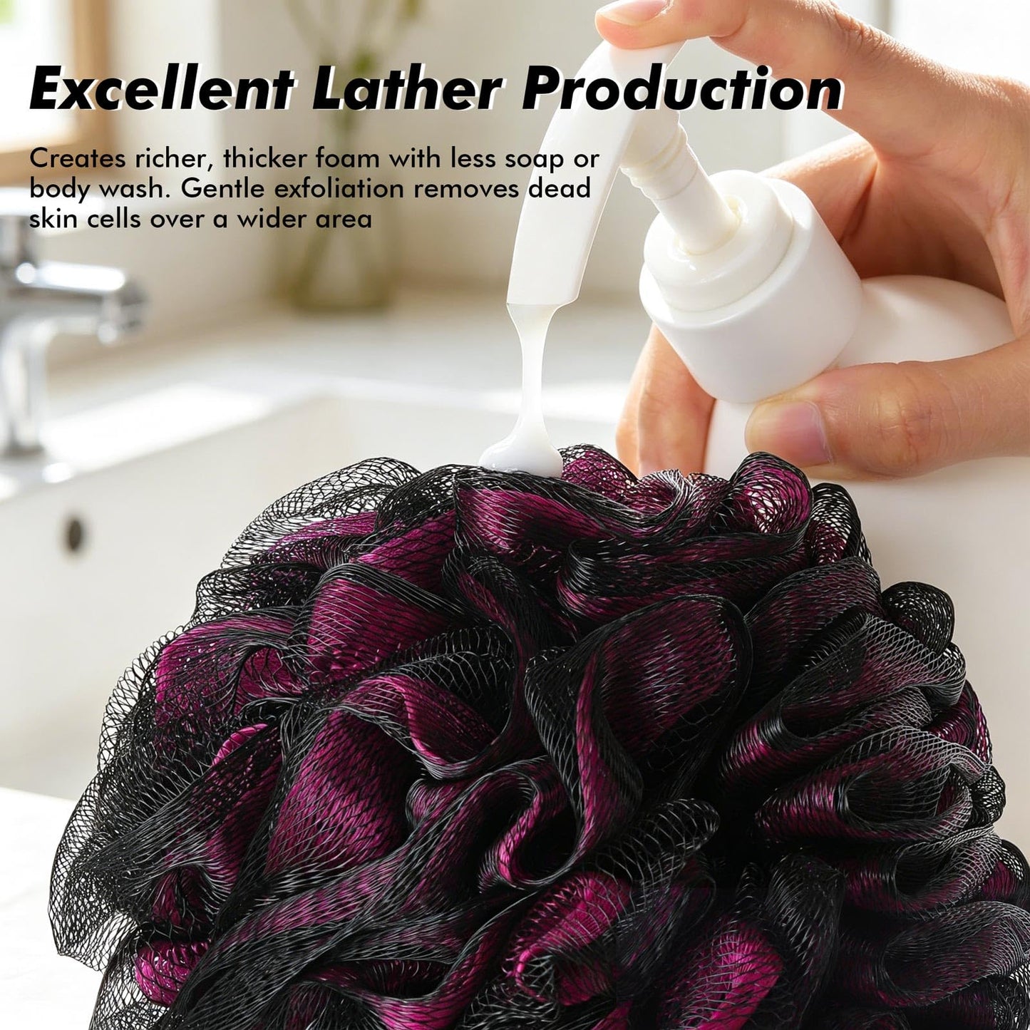 BTYMS XXL Bath Sponge Loofahs 100g/pc Luffa Shower Pouf Exfoliating Mesh Puff for Shower - Pack of 6