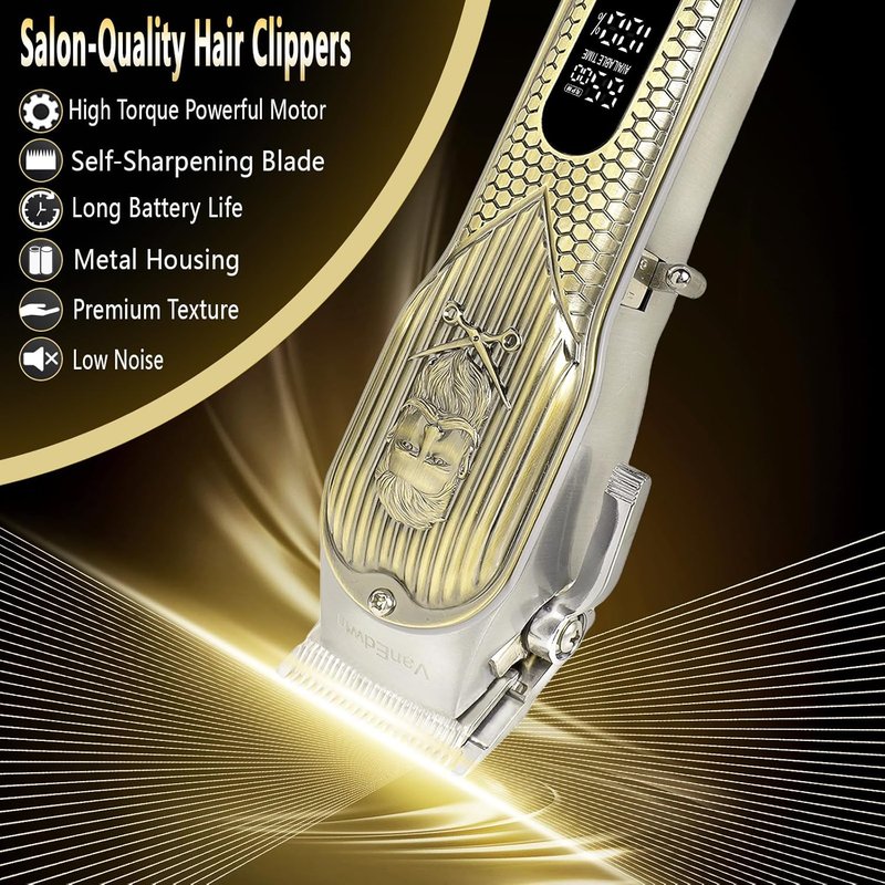**Professional Hair Clippers for Men - Heavy Duty Cordless Barber Kit | Rechargeable Electric Fade Trimmer**