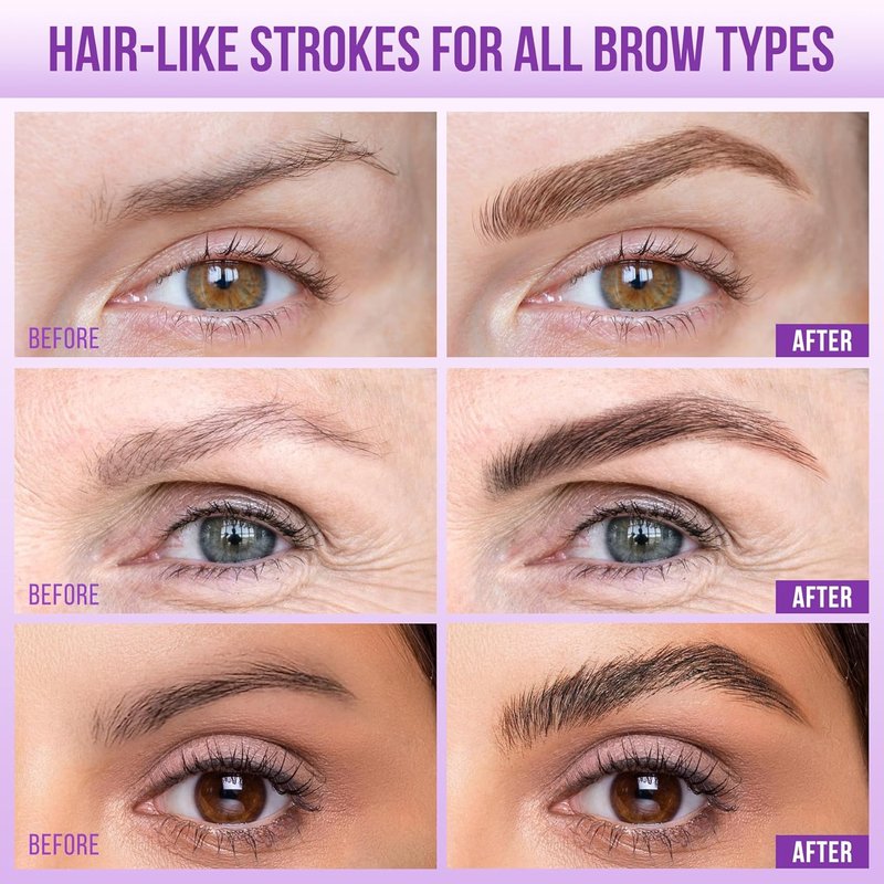 Eyebrow Pen - 4D Micro Brush-Tip for Natural Hair-Like Strokes | Long-Lasting Waterproof Formula, Dark Brown