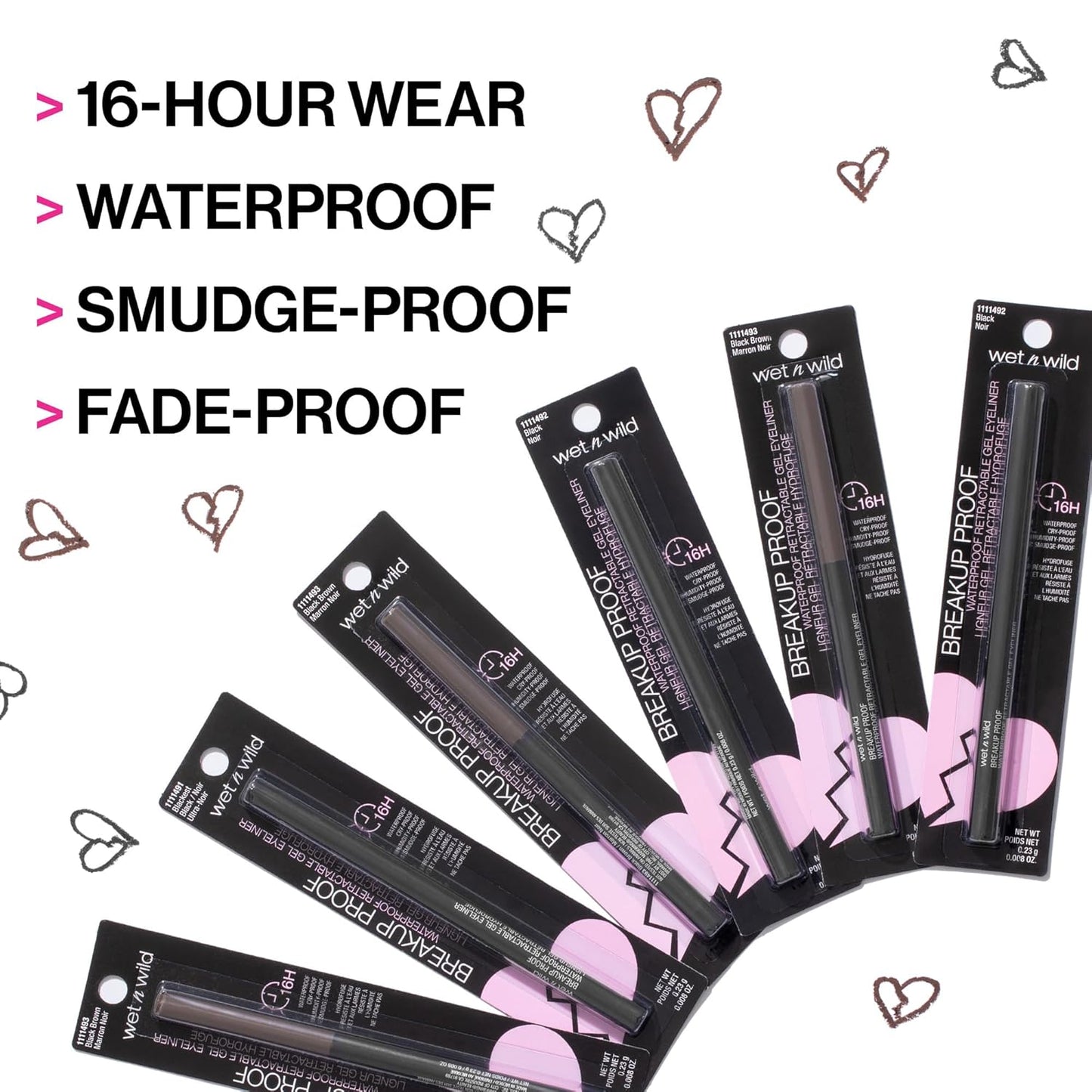 Wet n Wild Mega Last Gel Eyeliner - Waterproof, Ultra Pigmented, 16-Hour Wear - Dark Brown (Pack of 2)