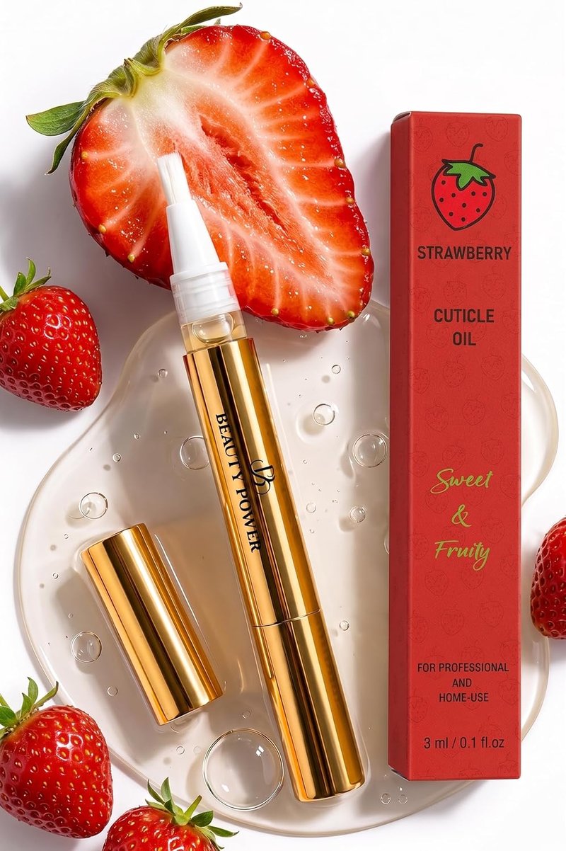Cuticle Oil Pen - Strawberry Scented Vitamin E Nail Strengthener | Nourishing Growth Serum for Healthier Nails