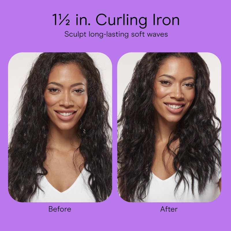 Conair Double Ceramic 1 ½-Inch Curling Iron with Claw Clip, 1 ½-Inch Barrel Creates Soft Waves, Hair Waver for Use on Medium & Long Hair, White/Rose Gold