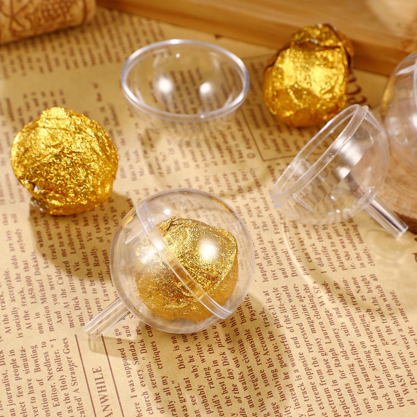 100Pcs Clear Chocolate Holder Ball: Candy Packaging Case for Bouquet Round Chocolate Box Candy Wrappers Holders Decoration Round Truffle Holder Flower Packaging Support Wedding Valentine's Day