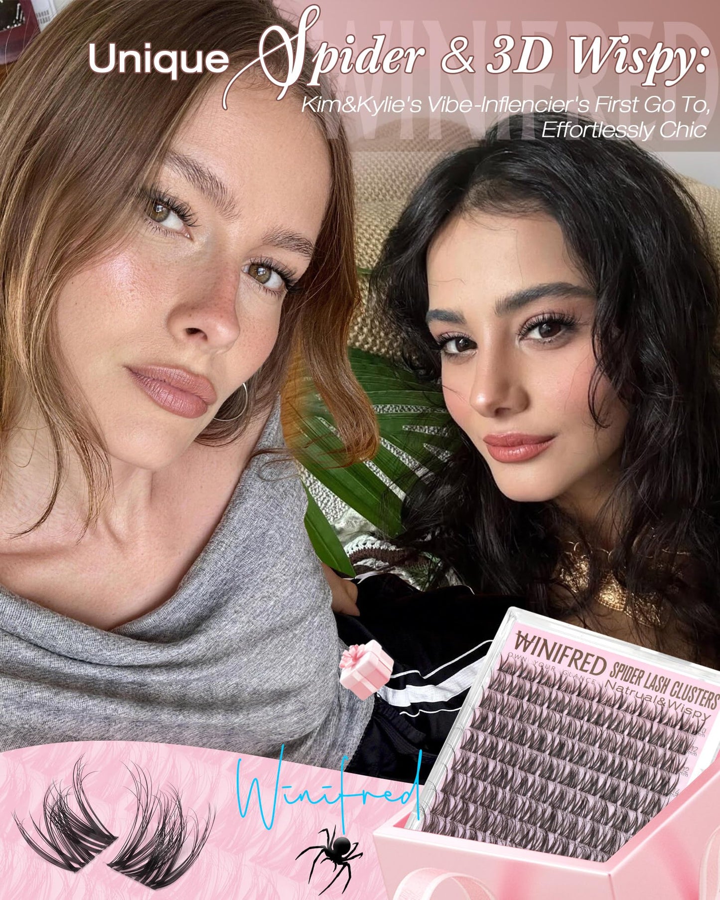 Spider Lash Clusters Wispy Eyelash Clusters Natural Fluffy Cluster Eyelash Extensions Breeze D Curly 10-16mm Lash Extensions Invisible Band Eyelashes Kim&K Individual Lashes by Winifred