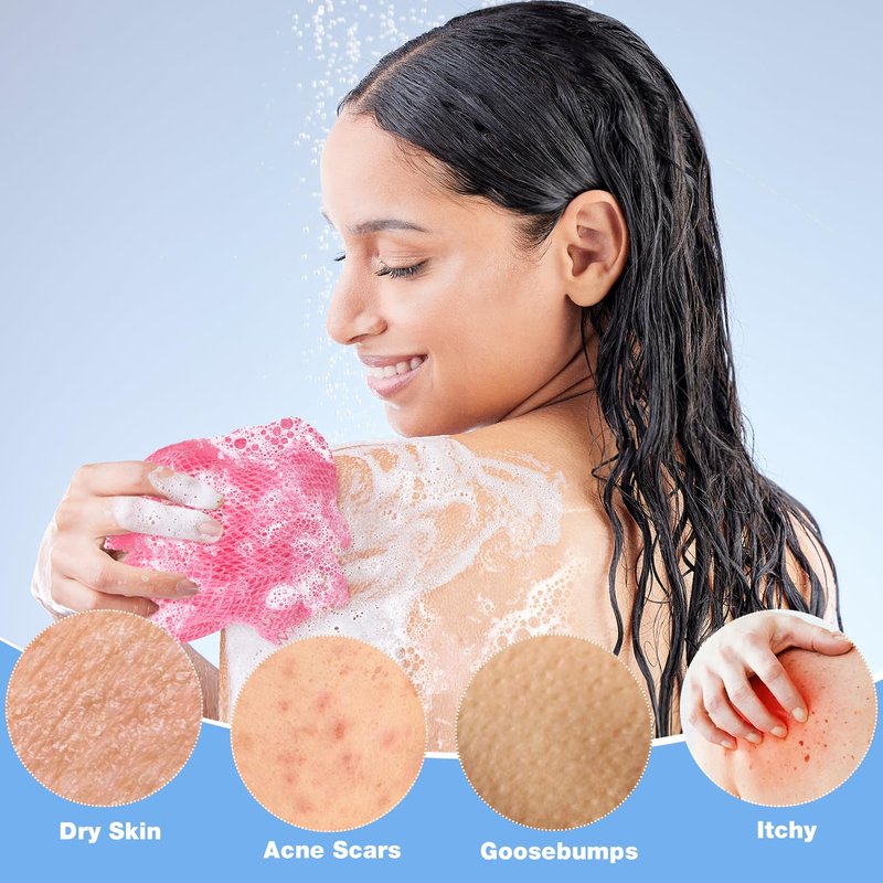 African Net Sponge Authentic - 2 Pack Afro Scrubber Bath Loofah Exfoliating Net Sponge for Shower, African Bath Sponges Exfoliator and Exfoliating Mitt for Most Skin Back Scrub Washer Accessories