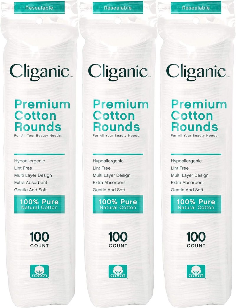 Cliganic Cotton Rounds - Eco-Friendly Makeup Remover Pads & Jojoba Oil Set | 100% Natural
