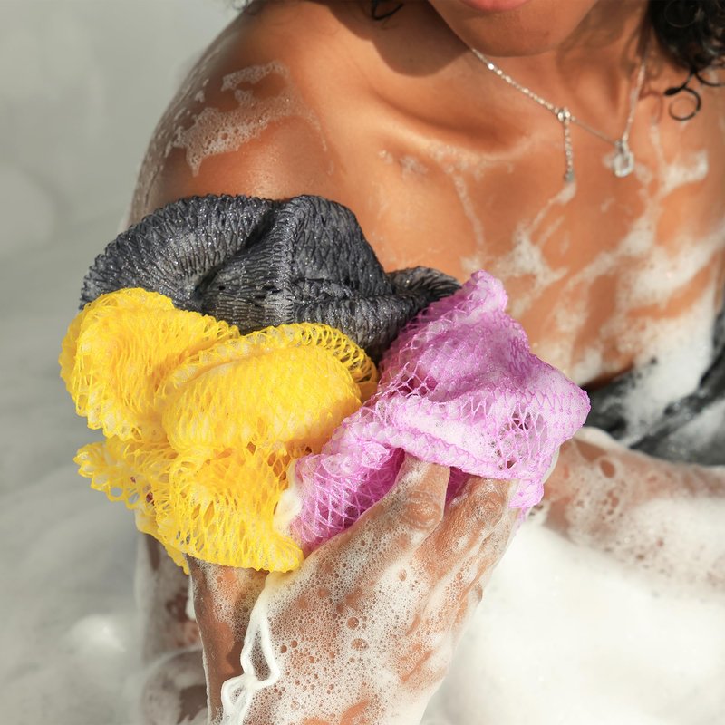 African Net Sponge Authentic - Exfoliating Back Scrub Bath Sponge with Handles - Afro Scrub Body Scrubber Exfoliator Washcloth - African Body Care Daily Use Shower Essentials