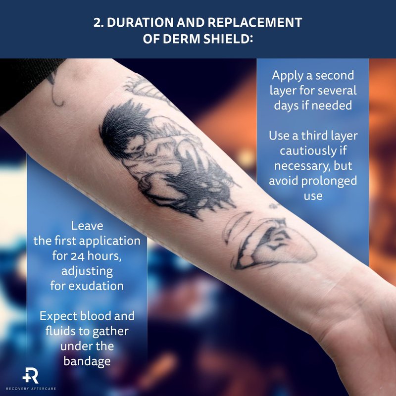 Recovery Aftercare Derm Shield Tattoo Cover Up Patch - Latex-Free & Waterproof Tattoo Aftercare Bandage - Transparent Matte Film - Promotes Healing & Skin Renewal - 5.9 x 7.9 Inches, 10 Pack