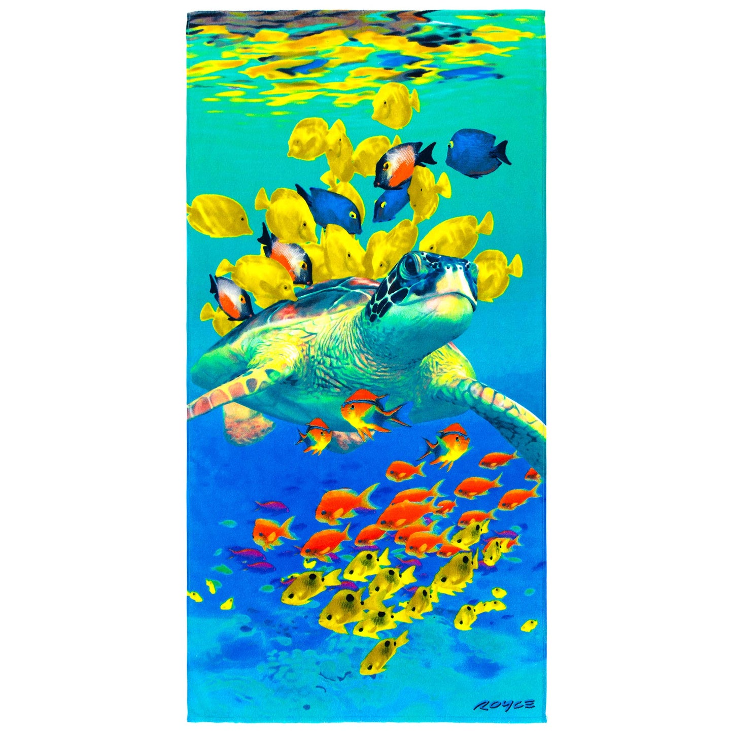 Beachland Turtle Beach Towel 30 x 60 inch Fishes Underwater Tropical 100% Cotton (Turtle Reef, 30" x 60")