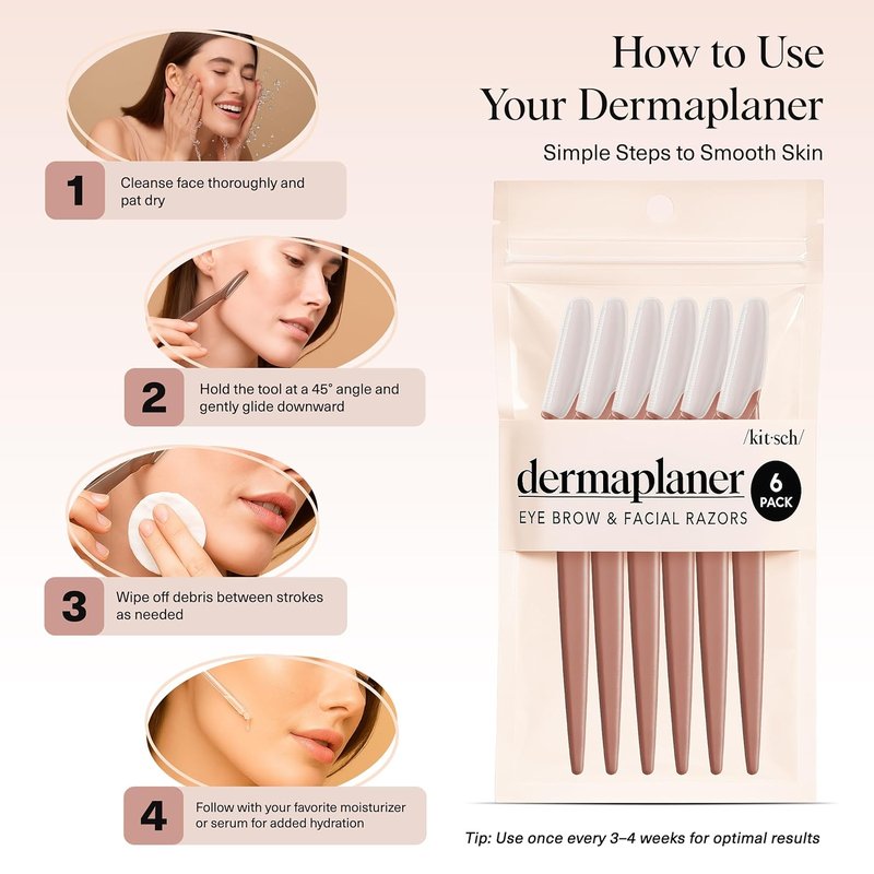 Dermaplane Razor for Women - Exfoliating Facial Shaver & Eyebrow Razor | 6 Pcs Terracotta Set