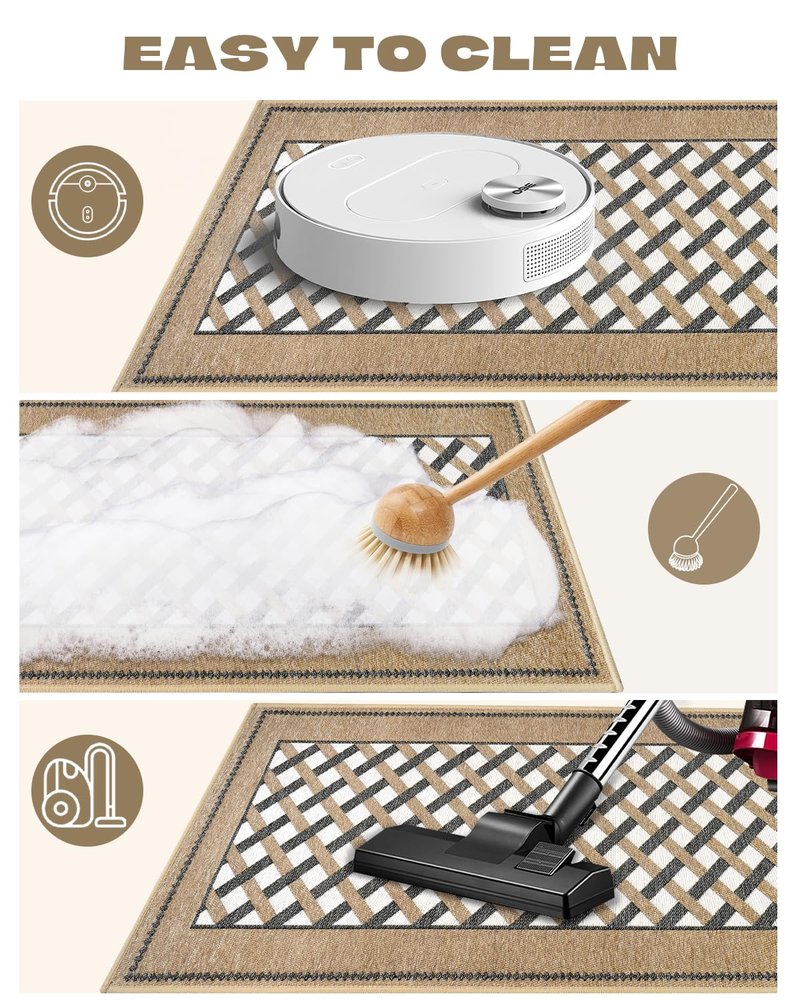 Hargiis Non Slip Mats for Kitchen Floor, Kitchen Mat Machine Washable Buffalo Plaid Kitchen Rugs Washable for a Stylish and Comfortable Kitchen (Plaid Black, 32" x 20")