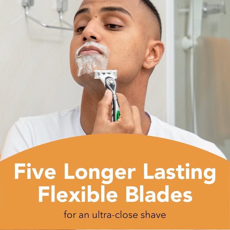 BIC Flex 5 Sensitive Men's 5-Blade Razor Refills, Clincally Proven for Sensitive Skin, 8 Refill Cartridges, 8-Pack