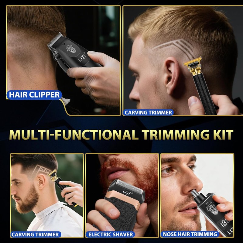 Skiennix Hair Clippers for Men - 4-Piece Cordless Grooming Kit with LED Display & Accessories