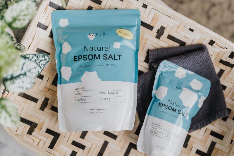 Kanjo Natural Epsom Salt | 100% Pure Magnesium Sulfate Bath Salt | Natural Epsom Salt Soak for Muscles, Joints, Feet | Unscented | 16 oz Bag