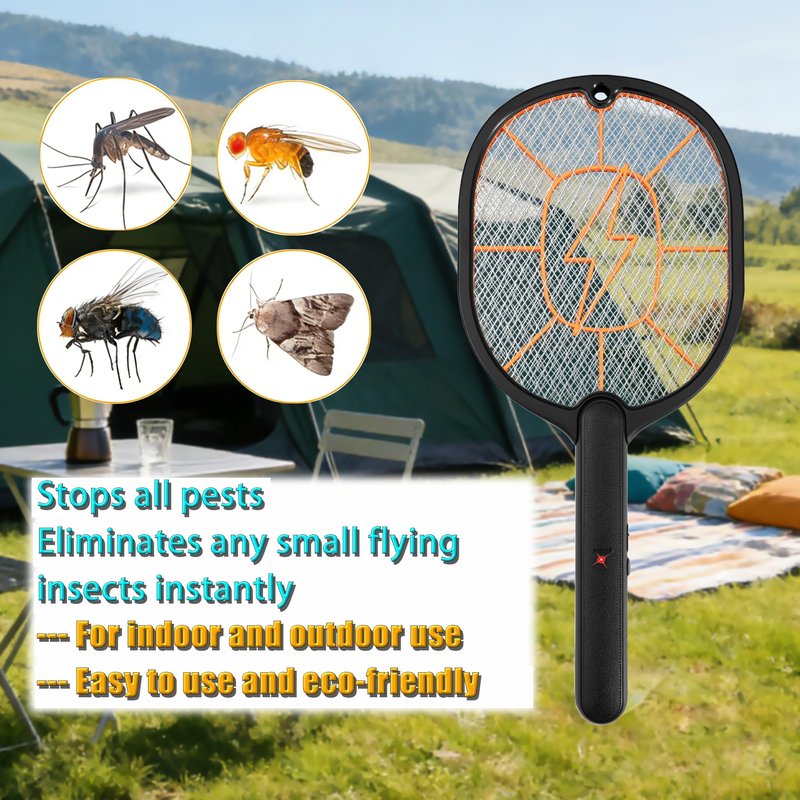 2-Pack Electric Fly Swatter, Black & Gray, AA Battery Operated Bug Zapper Racket for Indoor/Outdoor Use, Mosquito & Fly Killer, Handheld Insect Catcher