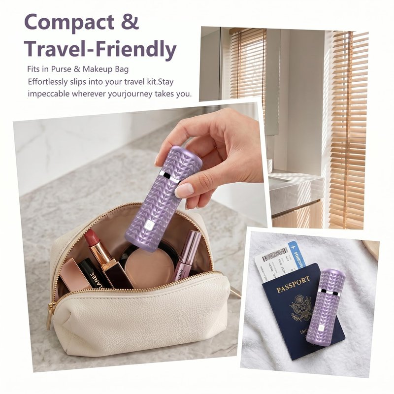Painless Facial Hair Removal for Women, Electric Face Shaver, Portable Peach Fuzz Trimmer for Lip, Chin & Cheeks, USB-C Rechargeable 90 Mins Cordless Shaver, Gentle for Sensitive Skin (Purple)