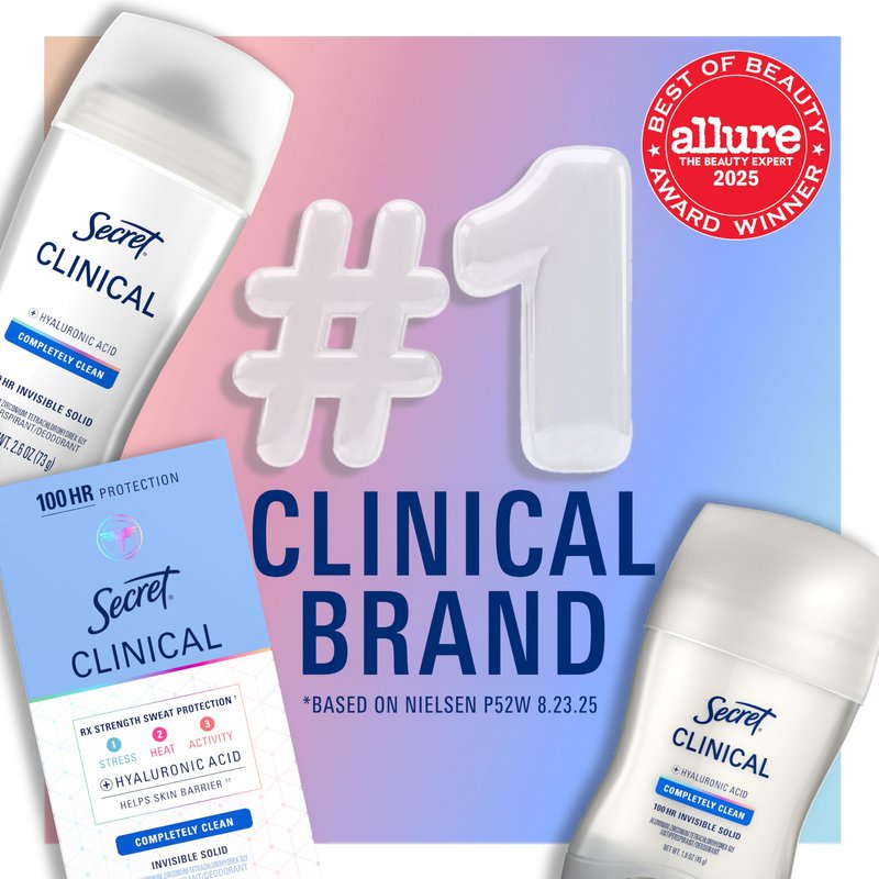 Secret Clinical Strength Antiperspirant Deodorant for Women, 3X Stress Protection, 72hr Sweat & Odor Protection, PH Balancing Minerals, lnvisible Solid, Clean Lavender Scent, 1.6 oz (Pack of 3)