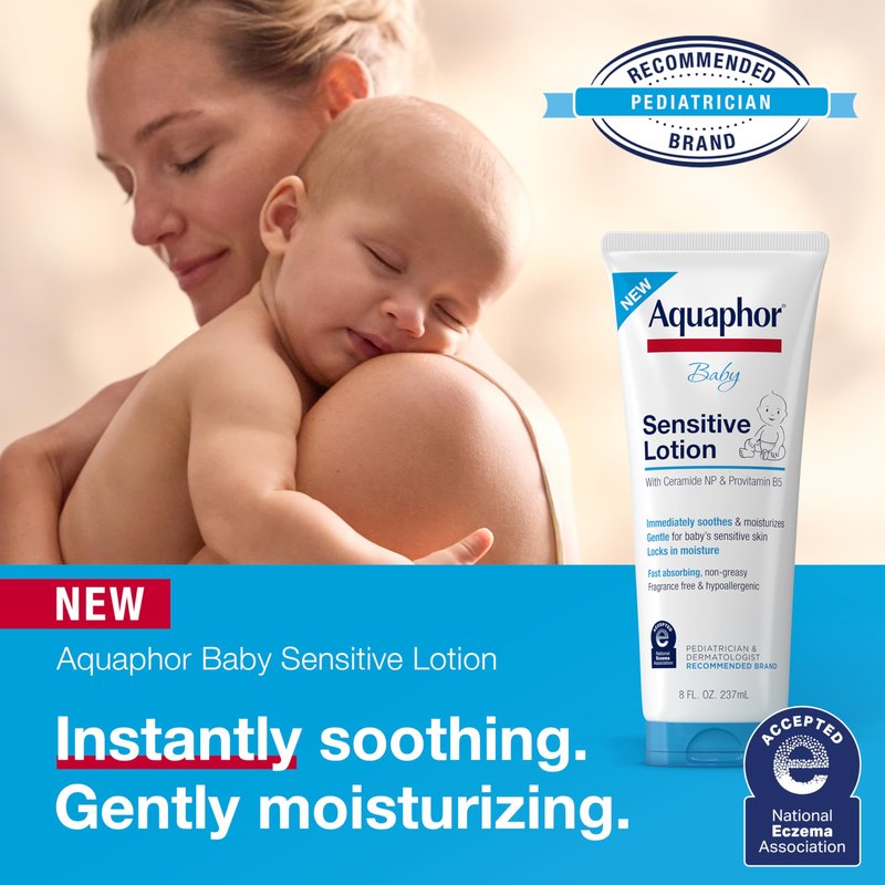 Aquaphor Baby Sensitive Lotion, Baby Lotion to Soothe and Moisturize Delicate Skin, 8 Oz