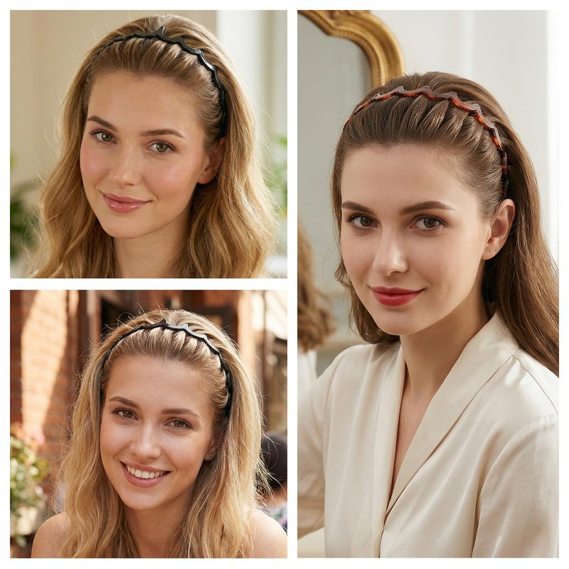 Classicseali 4PCS Headbands for Women with Teeth, Comfortable Headbands for Glasses Wearers, Headband Zigzag with Teeth Non Slip, Fashion Accessories No Interference with Glasses Sunglasses