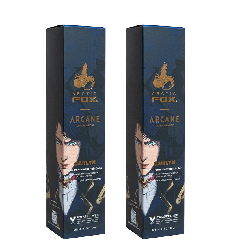 Arctic Fox Semi Permanent Hair Dye, Vegan & Cruelty Free, Deep Navy Blue, Ammonia Free, Fade Resistant, Arcane Caitlyn, For All Hair Types, 5.6 Fl Oz (Pack of 2)