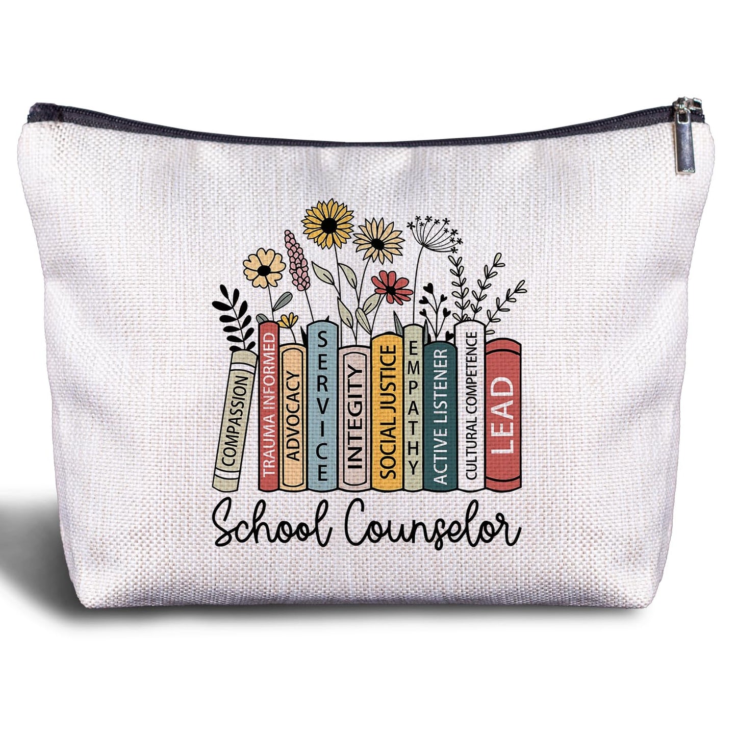 Zomhix School Counselor Gifts Makeup Bag for Women - Guidance Counselor Appreciation Gifts, School Counseling Therapist Teacher Gifts, Psychiatrist Counselor Zipper Cosmetic Bag