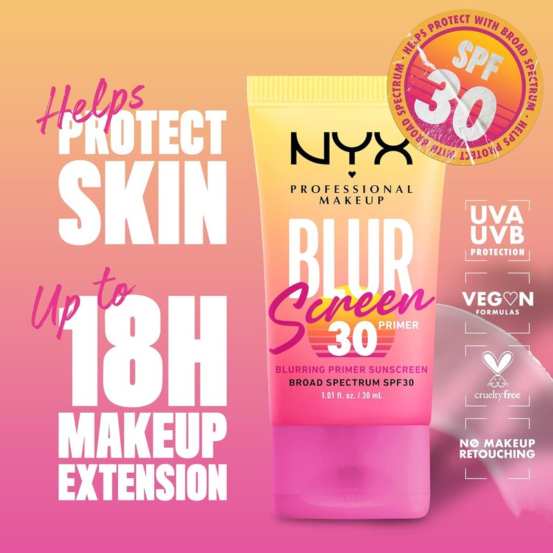 NYX Blurscreen SPF 30 Primer - 3-in-1 Blurring Makeup Primer with Vegan Formula | No White Cast, Non-Greasy