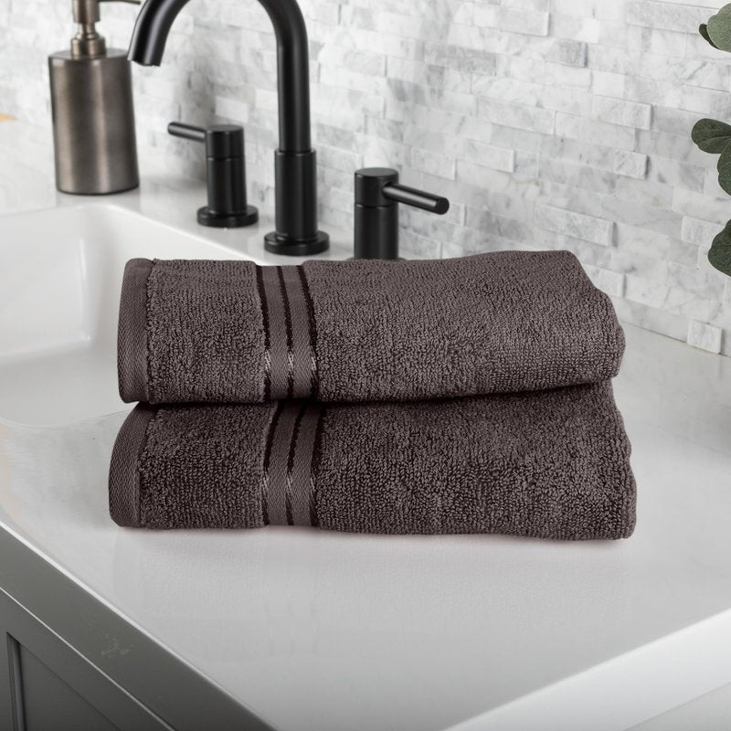 6 Piece Towel Set - 625 GSM 100% Cotton Bathroom Accessories - 2 Bath Towels, 2 Hand Towels, and 2 Wash Cloths - Soft and Absorbent Bath Sheets for Shower, Gym, Dorm, and Spa by Lavish Home (Charcoal)