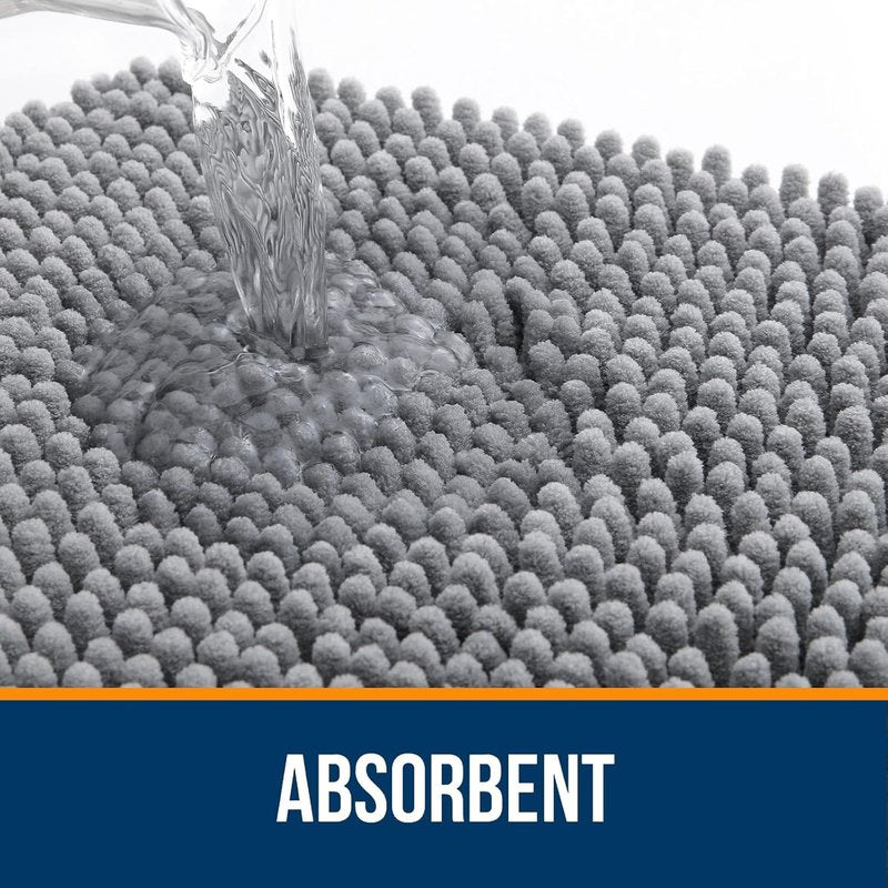 OLANLY Bathroom Rugs - Extra Soft Chenille Bath Mats | Quick Dry, Machine Washable, 30x20, Grey