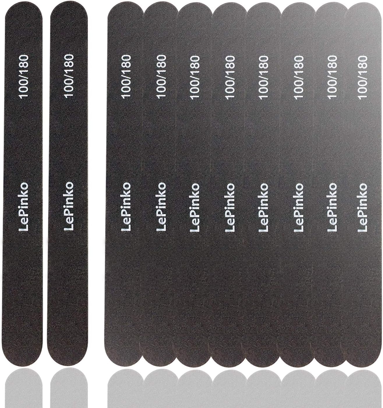 Skiennix Nail File Set - 10PCS Double-Sided 100/180 Grit Emery Boards for Professional Manicure & Pedicure | Washable Tool for Acrylic & Gel Nails